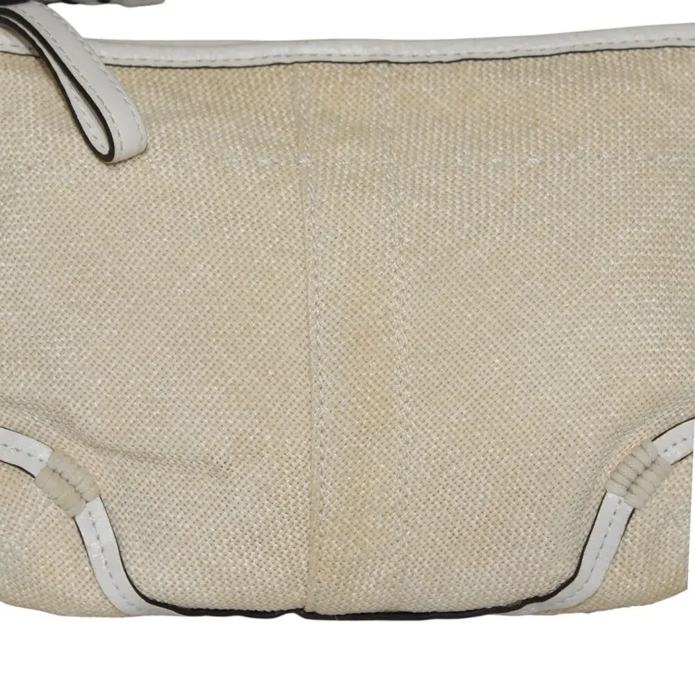 Coach Straw & Leather Soho Hobo Shoulder Bag 4710 Ivory colored leather trim